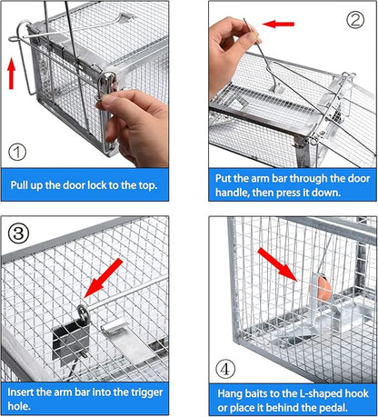 Gingbau Rat Trap Humane Live Mouse Chipmunk Trap Cage – Medium, 12.3" x 6.6" x 5.3"