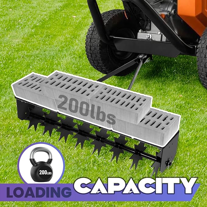 Lawn Aerator Tow Behind, Heavy-Duty Core Aerator Tool for Lawns, 32" Manual Lawn Aerator with Universal Hitch, Plug Aerator for Effective Soil Aeration, Rolling Aerator in Black