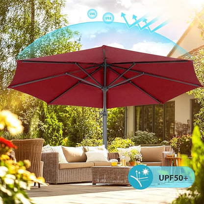 HOTIME10ft Patio Umbrella Cantilever Umbrella - Upgrade and Intensify - with 360 Rotation and 5 Angles Adjustment - Aluminum Offset Pool Umbrella Square Outdoor Umbrellas for Patio Garden Deck