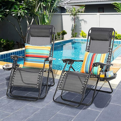 Pyonic Set of 2 Outdoor Throw Pillow Covers 16x16 Inch Blue Stripe Waterproof Modern Cushion Case Home Decor for Patio Couch Chair
