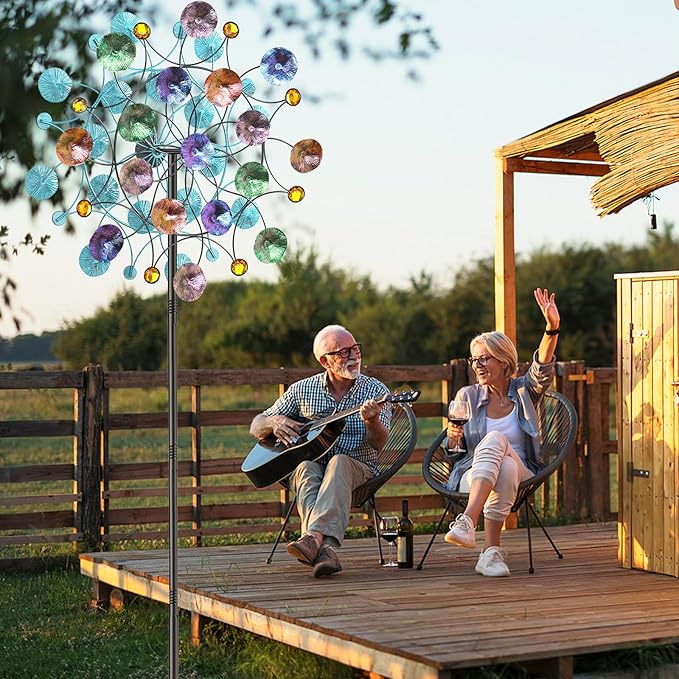 FaloStwer 78.7 Inch Tall Metal Wind Spinner for Outdoor, Large Kinetic Wind Sculpture with Unique Blade Design, Easy Install Garden Windmill for Patio Yard Lawn Decoration(Large Size A)