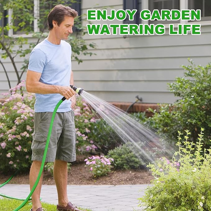 YOTOO Heavy Duty Hybrid Garden Water Hose 5/8-Inch by 25-Feet 150 PSI Kink Resistant, Flexible with Swivel Grip Handle and 3/4" GHT Solid Brass Fittings, Green+Blue