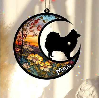 Personalized Dog Memorial, Custom Name Pomeranian Dog Christmas Ornament with Name, Custom Breeds, Pet Loss Light Catcher, Gifts for Lovers Loss of Pet Sympathy on Mothers Day Christmas