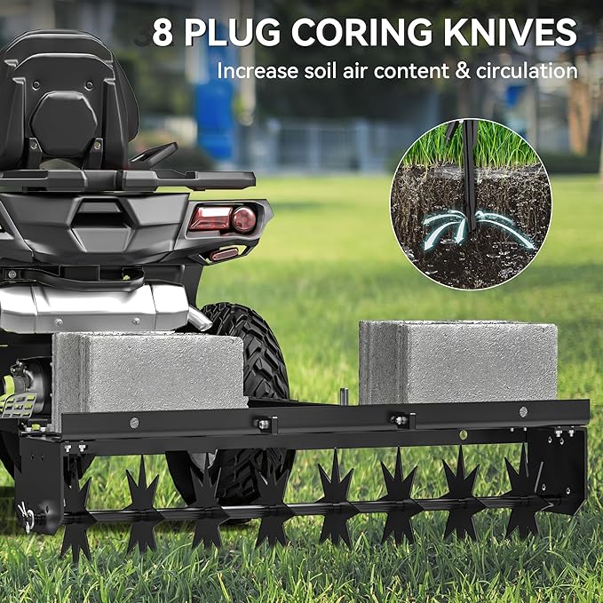 YINTATECH 48" Lawn Aerator Tow Behind with Universal Hitch for spike Aerator, Black