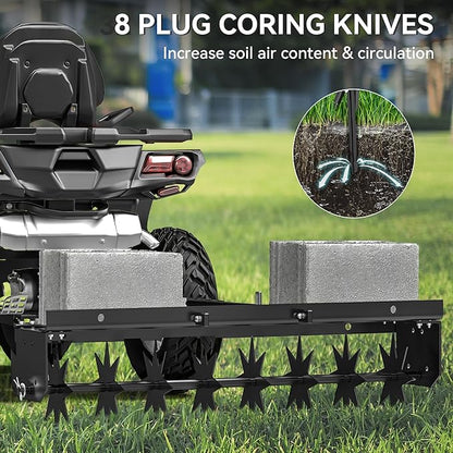 YINTATECH 48" Lawn Aerator Tow Behind with Universal Hitch for spike Aerator, Black