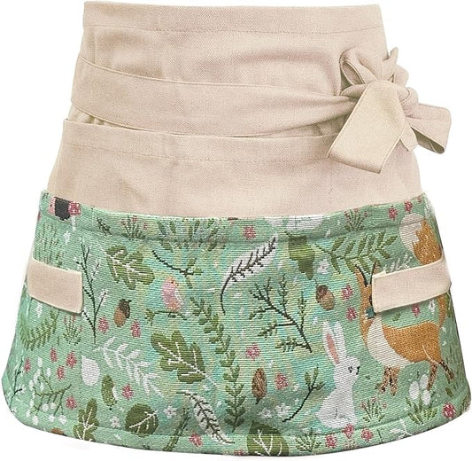 Garden Apron for Woman, Serve Apron Cute, Flora Half Apron with 8 Pockets, Valentines Gift for Mom Wife Girlfriend