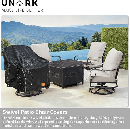 Outdoor Swivel Chair Covers Waterproof 2 Pack,Outdoor Chair Covers Patio Furniture Cover for Deck Patio Swivel Chair Heavy Duty,35 W x 37 D x 36 H inches Black