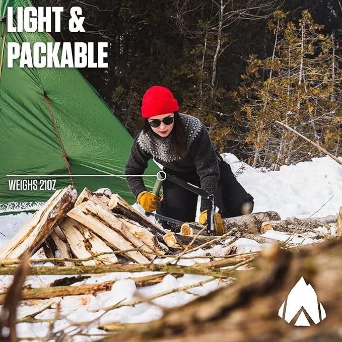 AGAWA - BOREAL24 Backwoods Kit - Includes 24" Folding Saw, Leather Sheath, 24" All-Purpose & 24" Aggressive Saw Blade - For Camping, Hunting & Survival Kit (Black Frame/Green Handle)