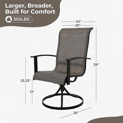 Grand patio Outdoor Swivel Dining Chairs 4-Piece Patio Dining Chairs Set Mesh Sling Patio High Back Swivel Rockers, Mixed Coffee
