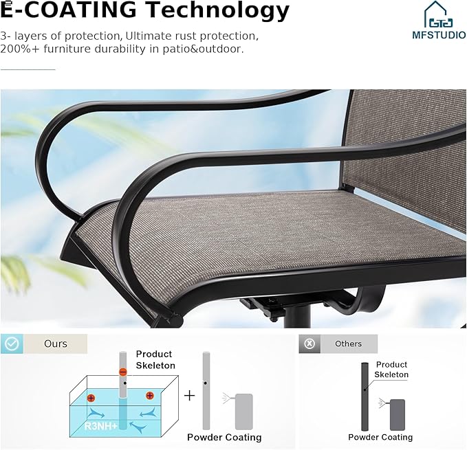 MFSTUDIO Outdoor Swivel Patio Chairs Set of 8, Patio Dining Chairs with Breathable Textilene Fabric & Metal Frame, Weather-Resistant Outdoor Furniture Chairs for Deck, Yard, Lawn, Garden