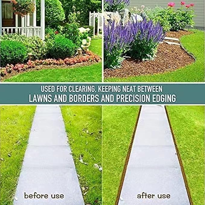 Manual Lawn Edger, Half Moon Saw Tooth Edger, Wide Pedal Garden Trimming Edging Tool for Sidewalk and Grass Maintenance