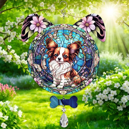 Papillon Dog Ears Wind Spinner, Papillon Wind Spinner Hanging for Yard and Garden V02