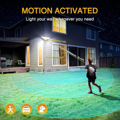 Onforu 5 Heads 55W LED Security Lights Motion Sensor Outdoor, 360° Wide Angle Illumination, 5000LM Flood Light, 6500K, IP65 Waterproof, Hardwired Wall Light for Garage, Yard, Porch, Entryway (White)