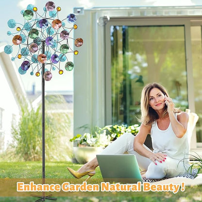 FaloStwer 78.7 Inch Tall Metal Wind Spinner for Outdoor, Large Kinetic Wind Sculpture with Unique Blade Design, Easy Install Garden Windmill for Patio Yard Lawn Decoration(Large Size A)