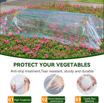 Greenhouse Plastic Sheeting- 6 mil Clear Plastic Sheeting -Waterproof Cover, UV Resistant Poly Tarp Hoop Covering for Farms Greenhouse Garden Outdoor, 12x25 FT