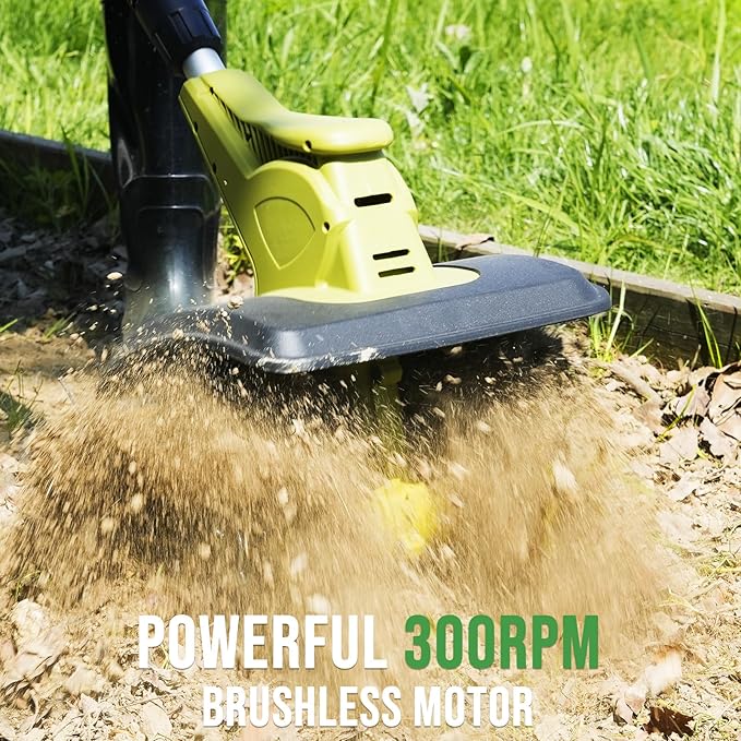 20V Cordless Tiller Cultivator with 48 Steel Tines, 9-inch Wide Battery Powered Garden Cultivator, Mini Tiller for Lawn/Gardening/Soil Cultivation(2*2Ah Battery and Fast Charger Included)