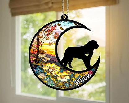 Personalized Dog Memorial, Custom Name Newfoundland Dog Christmas Ornament with Name, Custom Breeds, Pet Loss Light Catcher, Gifts for Lovers Loss of Pet Sympathy on Mothers Day Christmas