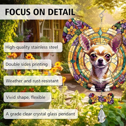 Chihuahua Dog Ears Wind Spinner, Chihuahua Wind Spinner Hanging for Yard and Garden V02