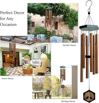 33" Tree of Life Wind Chimes | Warm Copper Memorial Windchime for Loss of Loved Ones, Sympathy Gift, Deep Tone & Weather-Resistant, Outdoor Decor Garden Decoration