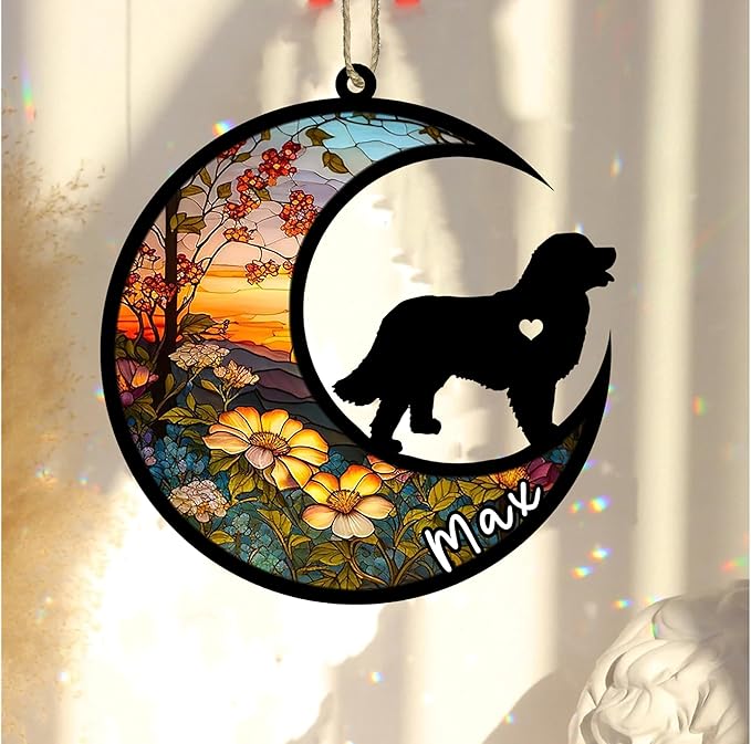 Personalized Dog Memorial, Custom Name Bernese Mountain Dog Christmas Ornament with Name, Custom Breeds, Pet Loss Light Catcher, Gifts for Lovers Loss of Pet Sympathy on Mothers Day Christmas