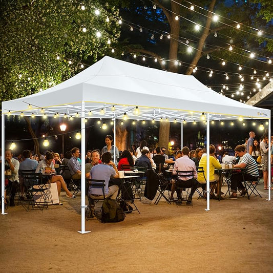 HOTEEL 13x26 Pop up Canopy Tent for Parties, Heavy Duty Easy Setup Tent with 6 Sidewalls, Outdoor Commercial Instant Gazebo for Wedding Event, with Roller Bag & Sand Bags, White(Hexagonal Frame)