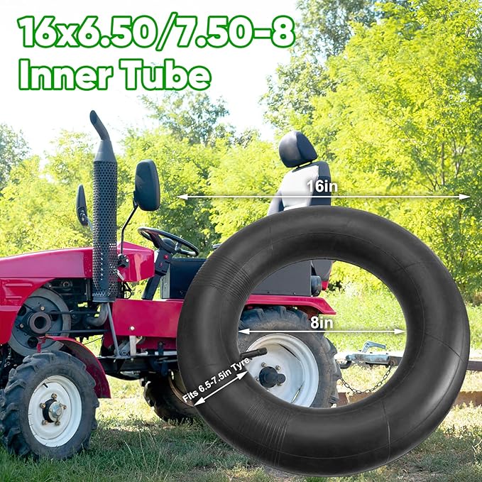 16x6.50-8 16x7.50-8 Inner Tubes, 2 Pack Heavy Duty Replacement Tire Inner Tubes with Straight Valve Stem for Wheelbarrow, Lawn Mower, Tiller, Tractor, Garden Cart, Golf Cart, Snow Throwers, etc