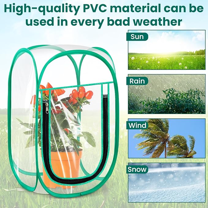 Nuanchu Pop up Mini Greenhouse Cover, PVC Clear Small Greenhouse with Nails 12" x 12" x 20" Inch Portable Plant Flowers Sunshine Tent Room for Indoor Outdoor Gardening(1 Pack)