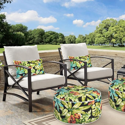 Lumbar Pillow with Insert, Set of 2, Outdoor Indoor Waterproof Decorative Patio Lumbar Pillow 12x20 Inch, Rectangular Cushion for Couch Sofa Garden Farmhouse Decoration-Tropical Green Leaves