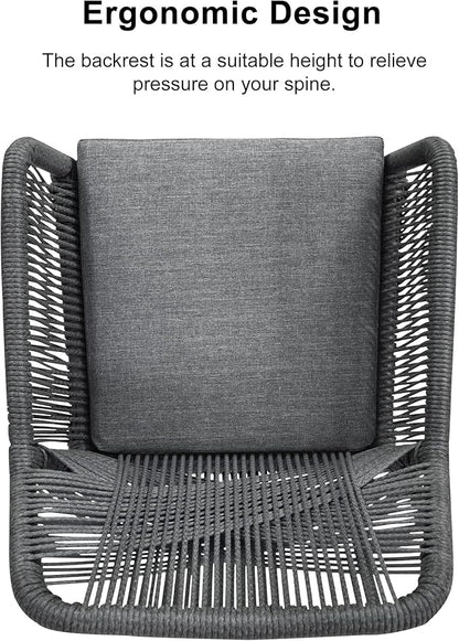 PURPLE LEAF 5 Pieces Outdoor Dining Set All-Weather PE Rattan Outdoor Patio Furniture Set with All Aluminum Frame Rectangular Table and Chairs Set for Lawn Garden Backyard Deck, Grey