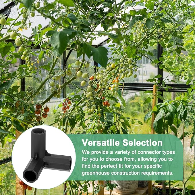 12 Pcs 11mm Greenhouse Frame Building Connectors, 3 Way Right Angle Pipe Fitting for Grape Trellis/Sunscreen Shed/Gardening Plant Stakes, Greenhouse Accessories [Black]