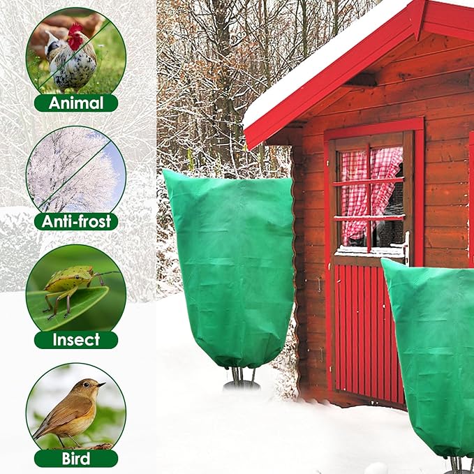3 Pcs Large Plant Covers Freeze Protection 47.5" X 71.2",Reusable Winter Cold Weather Frost Blankets for Outdoor Plants with Drawstring and Zipper,Outdoor Tree Jackets (M:31.5"*47.5", Green)