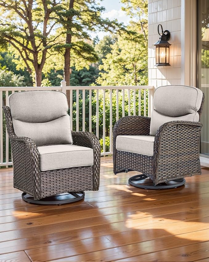 Luxury 22x24/22x25 6-Inch Smile Outdoor Cushions 1 Set - Deep Seat Water-Repellent Patio Furniture Replacement Cushion for Wicker Rattan Wood Metal Chair Glider Rocker Loveseat Sofa - Beige