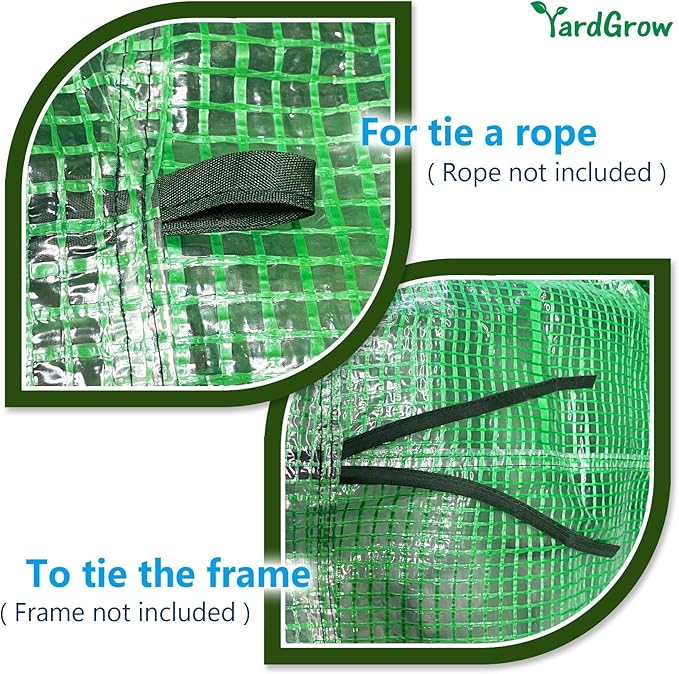 YardGrow Greenhouse Replacement Cover Larger Walk in Outdoor Plant Gardening Greenhouse (Frame Does NOT Included) (Green, 12'x7'x7')
