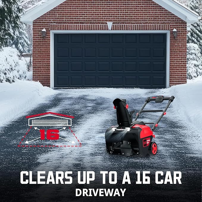PowerSmart 80V 21-Inch Cordless Single Stage Snow Blower, 6.0Ah Battery, Charger (2 Battery)