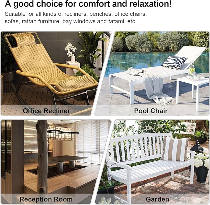 ERWUDEling Zero Gravity Lounge Chair Cushion 67 Inch - Thick & Soft Waterproof Patio Furniture Cushion for Outdoor/Indoor Use, Non-Slip with 8 Ties, Blue (19" W x 67" L x 4" T)