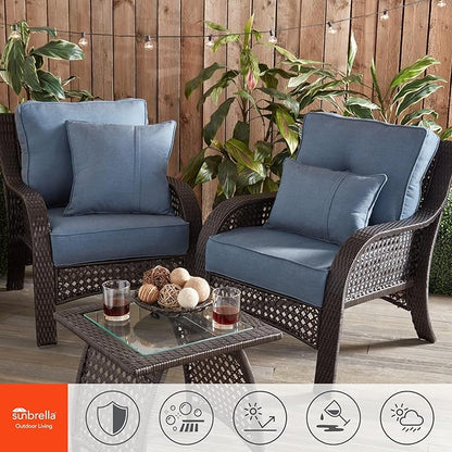 Greendale Home Fashions Sunbrella 20" Square Outdoor Throw Pillow with Removable Cover (Set of 2), Spectrum Denim 2 Count