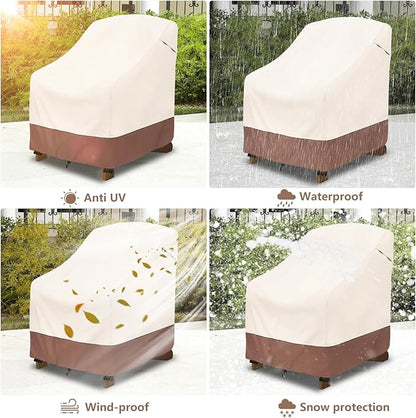 okcool Patio Adirondack Chair Cover 2 Pack,Waterproof Heavy Duty Outdoor Chair Covers,Patio Adirondack Chair Cover for Outdoor Chair,(30 W x 34 D x 36 H inches),Beige & Brown
