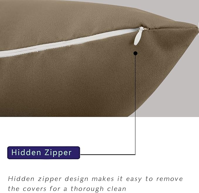 idee-home Outdoor Pillows with Inserts Included, Patio Outside Square Pillows Waterproof Set of 2, 18 x 18 inch
