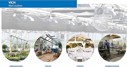 Schaefer VK24 Versa-Kool Deep Guard Greenhouse Air Circulation Fan - 24”HAF Wall Mount Fan w/T-shape Mount - Made in USA - 1/2 HP, 7860CFM - White