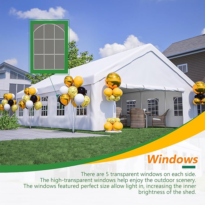 20x40FT Heavy Duty Party Tent, Large Outdoor Canopy with Removable Sidewalls & 3 Carry Bags, Commercial White Gazebo for Wedding, Event, Camping, Garden Patio