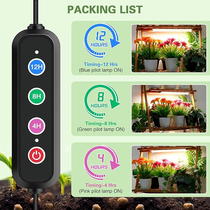 40W Ultra-Thin Panel Full Spectrum Grow Lights, 768 LEDs Growing Light for Indoor Plants with Daisy Chain Function, Grow Lights for Seed Starting with 4/8/12H Auto On/Off Timer (4pcs)