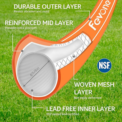 Fevone Garden Leader Hose 3 ft., Lightweight Hybrid Water Hose, Flexible and Durable, Leak-Free Connections