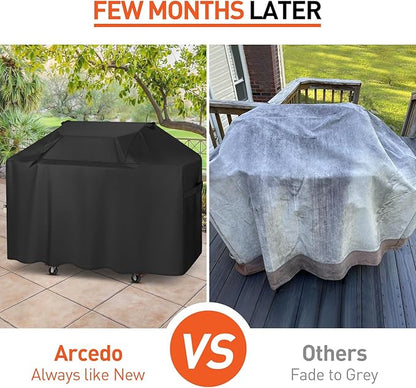 Arcedo Grill Cover 63 Inch Compatible with Weber Genesis 300 Series and New 2022 Genesis 300 Grill, Waterproof Heavy Duty Outdoor Fade Resistant Barbecue Cover, Compared to 7757