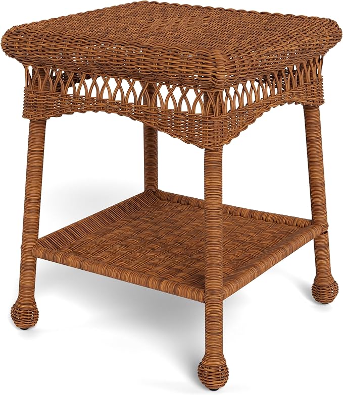 Tortuga Outdoor Portside Wicker Side Table, Amber