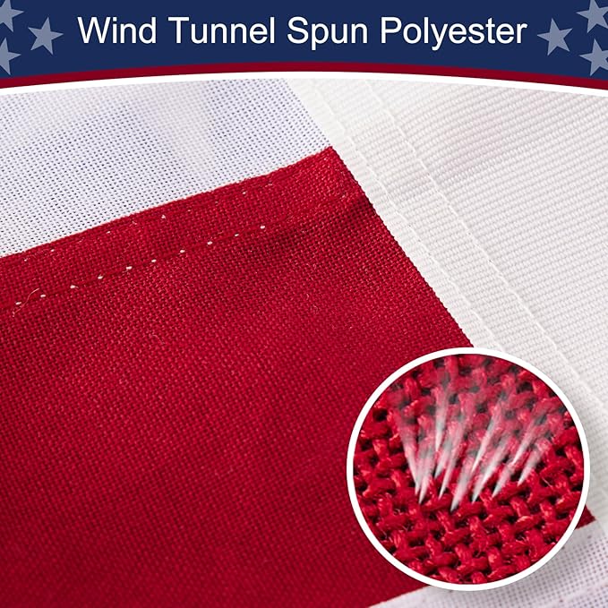 American Flag 2x3 ft Heavy Duty TearProof Series, All Weather High Wind US Flag, Premium Spun Polyester with Embroidered Stars, Sewn Stripes, Brass Grommets for Outdoor Use