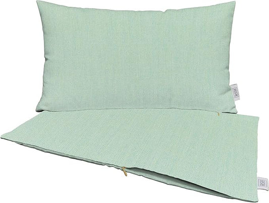 RSH DECOR: Sunbrella Pillow Covers Set of 2 | Covers Only - 26" x 16" | Outdoor Lumbar Pillow Covers Crafted with Sunbrella Performance Fabric | Canvas Spa