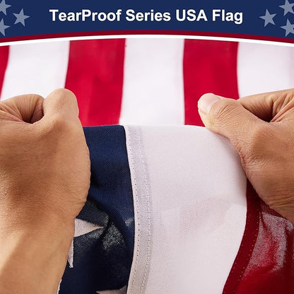 American Flag 2.5x4 ft Heavy Duty TearProof Series, All Weather High Wind US Flag, Premium Spun Polyester with Embroidered Stars, Sewn Stripes, Brass Grommets for Outdoor Use