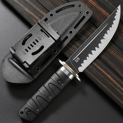 Sitivien ST29 Fixed Blade Knife, AUS-10 Steel Blade G10 Handle Full Tang Bowie Knife for Outdoor Camping Hunting Fishing Working(Black)