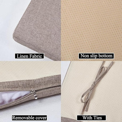 36 x 14 Inch Piano Bench Cushions for Indoor Furniture with Ties Non Slip Kitchen Dining Room Bench seat Cushion for Shoe Storage Ottoman Window Settee Pad，Khaki