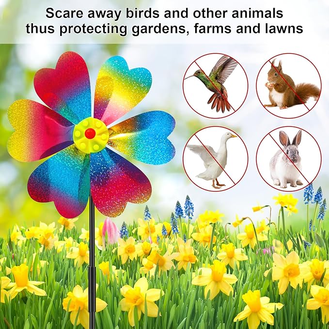 4PCS Wind Spinners for Yard and Garden, Sparkly Lawn Yard Decorations Pinwheels Colorful Whirligigs Windmill for Christmas Outdoor Decor (Sparkly)